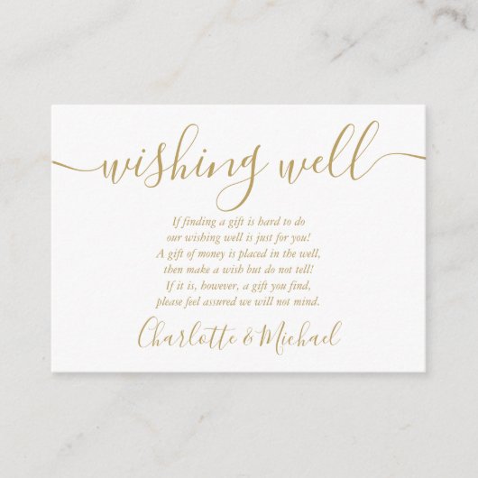 Carte D'accompagnement Wish Signature Script Mariage or (Devant)