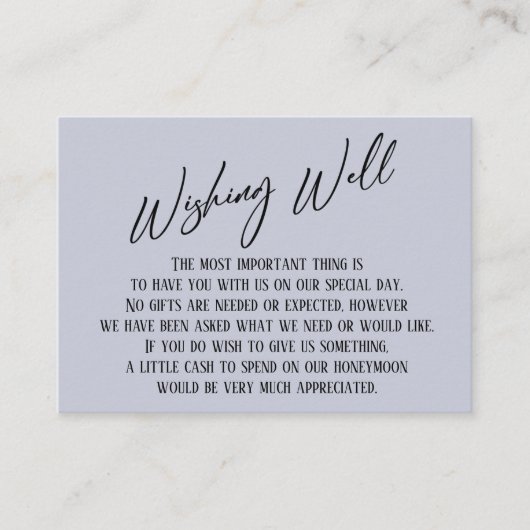 Carte D'accompagnement Wishing Well Modern Handwriting Simple Dusty Blue (Devant)