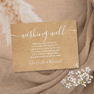 Carte D'accompagnement Wishing well Signature Script Rustic Kraft Mariage