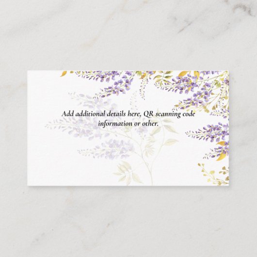 Carte D'accompagnement Wisteria moderne violet Mariage QR Code RSVP (Dos)