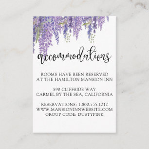 Carte D'accompagnement Wisteria tree Elegant Violet hébergement Mariage