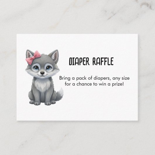 Carte D'accompagnement Wolf Pink Diaper Raffle Baby Shower (Devant)