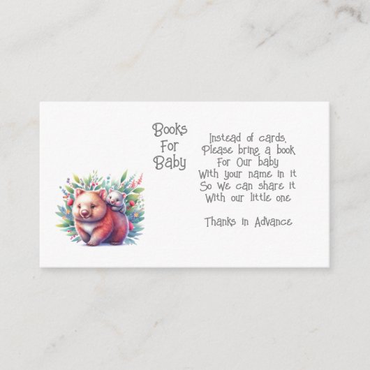 Carte D'accompagnement Wombat Animal Books for Baby Encape Card (Devant)