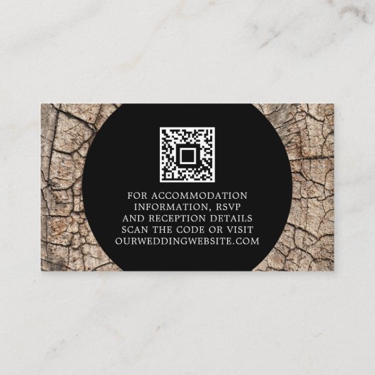 Carte D'accompagnement Wood Grain Rustic Mariage Détails Code QR (Dos)