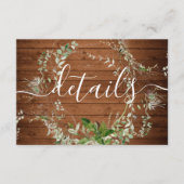 Carte D'accompagnement Wood Rustic Greenery Détails du Mariage (Devant)
