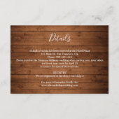 Carte D'accompagnement Wood Rustic Greenery Détails du Mariage (Dos)