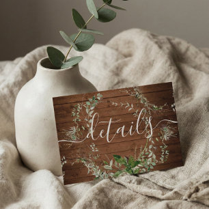 Carte D'accompagnement Wood Rustic Greenery Détails du Mariage