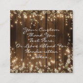 Carte D'accompagnement Wood Rustic String Lights Mariage Merci Note (Dos)