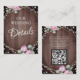 Carte D'accompagnement Wood String Lights and Floral Wedding Details