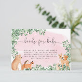 Carte D'accompagnement Woodland Animaux Rose Livre Demande Insertion Cart (Debout devant)