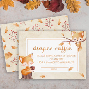 Carte D'accompagnement Woodland Autumn Baby Fox diaper billet de tombola