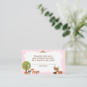 Carte D'accompagnement Woodland Baby shower Déchets Raffin billet rose (Debout devant)