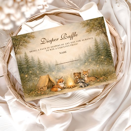 Carte D'accompagnement Woodland Campfire Diapper Raffle