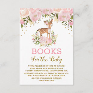 Carte D'accompagnement Woodland Deer Pink Gold Floral Livres pour bébé
