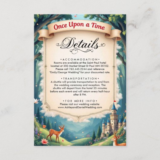 Carte D'accompagnement Woodland Enchanted Forest Castle Fairytale Mariage (Devant)