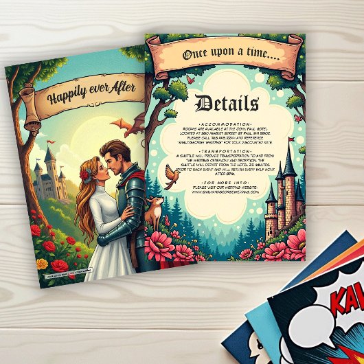 Carte D'accompagnement Woodland Enchanted Forest Castle Fairytale Wedding