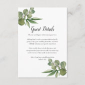 Carte D'accompagnement Woodland Eucalyptus Greenery Détails du Mariage (Devant)
