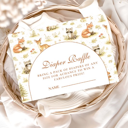 Carte D'accompagnement Woodland Forest Animals Diapper Raffle