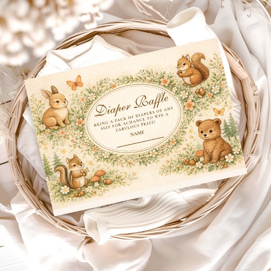 Carte D'accompagnement Woodland Forest Animals Diapper Raffle