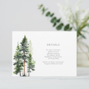 Carte D'accompagnement Woodland Forest Green Pines Détails du Mariage