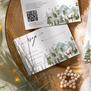 Carte D'accompagnement Woodland Montagnes À feuillage persistant Mariage 