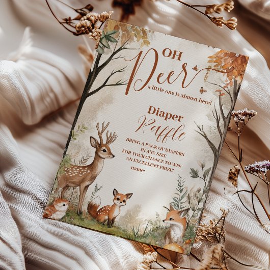 Carte D'accompagnement Woodland Oh Deer Thème Diapper Raffer