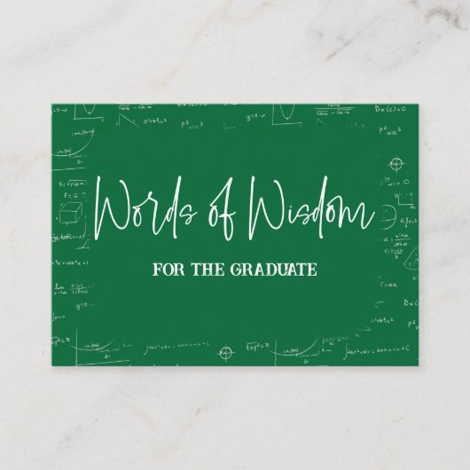 Carte D'accompagnement Words of Wisdom Green Math Graduation Advice (Devant)