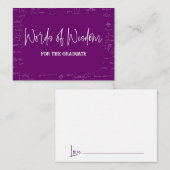 Carte D'accompagnement Words of Wisdom Purple Math Graduation Advise (Devant / Derrière)