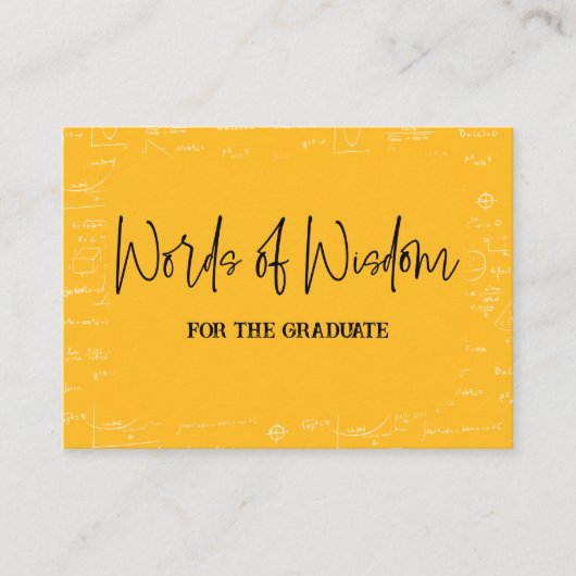 Carte D'accompagnement Words of Wisdom Yellow Math Graduation Advise (Devant)