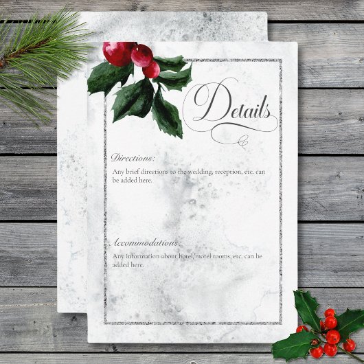 Carte D'accompagnement Wreath d'hiver & Red Cardinal Détails Mariage