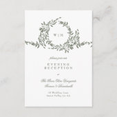 Carte D'accompagnement Wreath Monogramme Sage Green Élégante Réception (Devant)