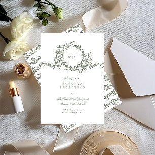 Carte D'accompagnement Wreath Monogramme Sage Green Élégante Réception