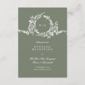 Carte D'accompagnement Wreath Monogramme Sage Green Mariage Réception (Devant)