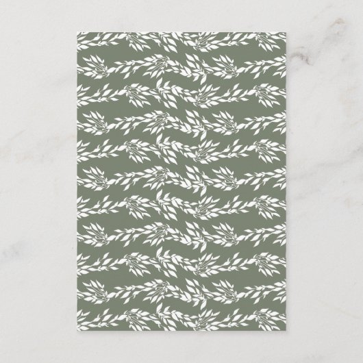 Carte D'accompagnement Wreath Monogramme Sage Green Mariage Réception (Dos)