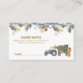 Carte D'accompagnement X'mas Tree Tractor Bear Diaper Raffle Baby Shower (Devant)
