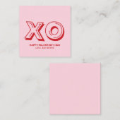 Carte D'accompagnement XO Heureuse Sainte-Valentin rose rouge moderne per (Devant / Derrière)