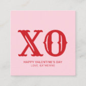 Carte D'accompagnement XO rose et rouge typographie mignonne Saint Valent (Devant)