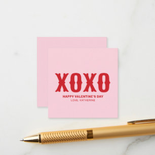 Carte D'accompagnement XOXO rose rouge mignonne typographie Saint Valenti
