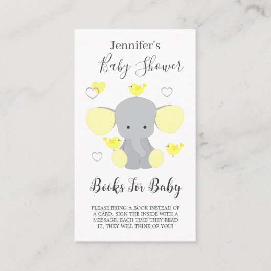 Carte D'accompagnement Yellow Elephant Boy Girl Baby shower Demande de ré (Devant)
