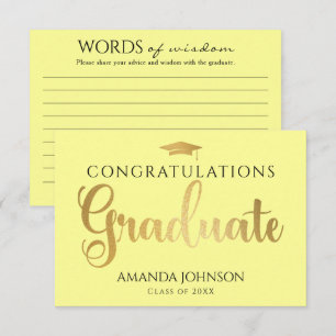 Carte D'accompagnement Yellow Gold Mots de la sagesse Graduation