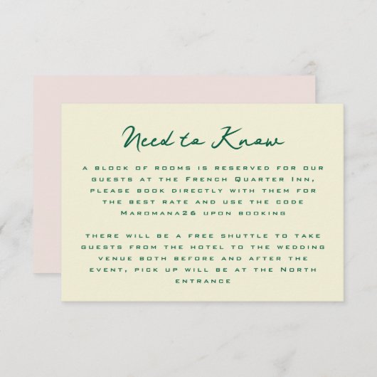 Carte D'accompagnement Yellow Pink Green Simple Additional Information  (Devant / Derrière)