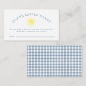 Carte D'accompagnement Yellow Sun Blue Gingham Baby Shower Diaper Raffle (Devant / Derrière)