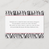 Carte D'accompagnement Zebra Safari Baby Shower Book Request (Dos)