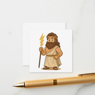 Carte D'accompagnement Zeus de dessin animé mignon – Dieu de la foudre de
