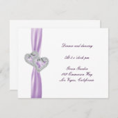 Carte d'accueil à ruban de la lavande de coeur per (Devant / Derrière)