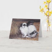 Carte d'accueil animal lapin noir et blanc (Fleur jaune)