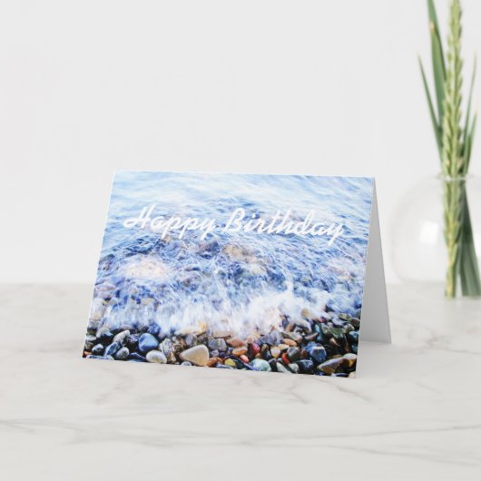 Carte d'accueil anniversaire vague bleue (Devant)