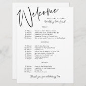 Carte d'accueil blanche mariage pour le week-end (Devant / Derrière)