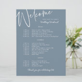 Carte d'accueil bleu mariage pour le week-end (Debout devant)