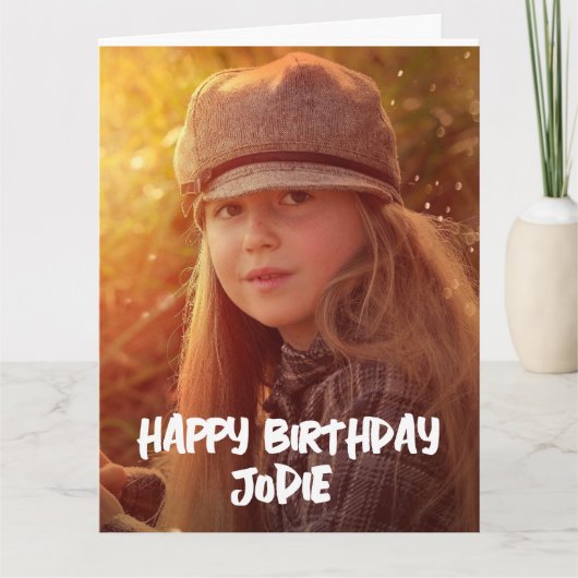 CARTE D'ACCUEIL D'ANNIVERSAIRE DE LA PHOTO SUR MES (Devant)